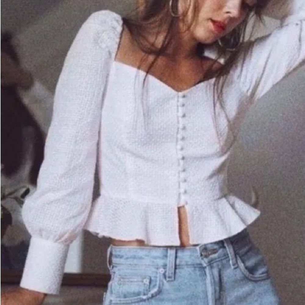 PIXIE MARKET VALENTINA BUSTIER PUFFY SLEEVE TOP